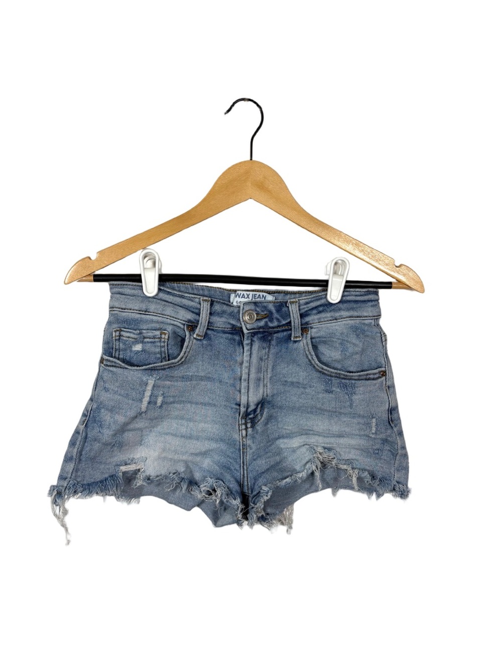 Wax Jean Womens S Distressed Light Wash Denim Cutoff Shorts Frayed Hem